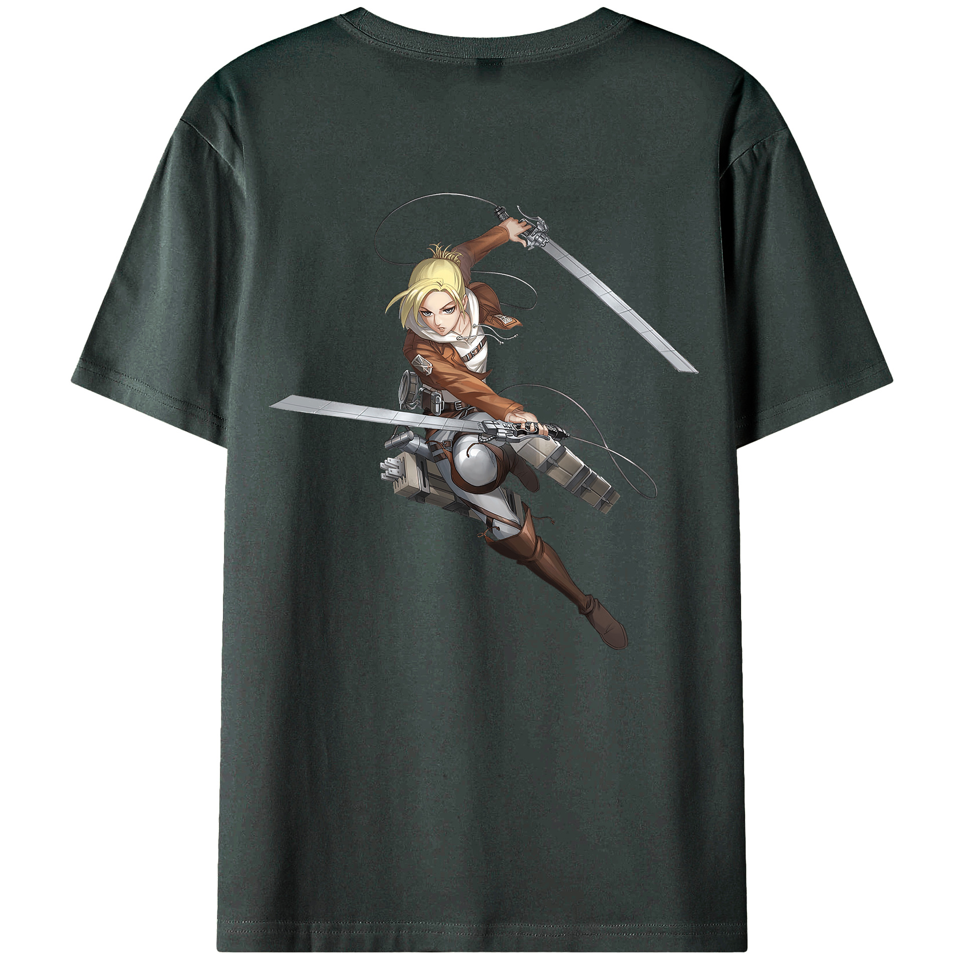 （画像用） 進撃の巨人 アニ・レオンハート Attack on Titan Annie Leonhart 綿100％ メンズ半袖Tシャツ（バックプリント） 通気性